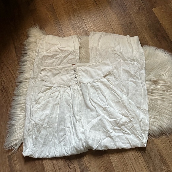 FREE PEOPLE Everything Wide Leg Pant In White - Picture 5 of 5